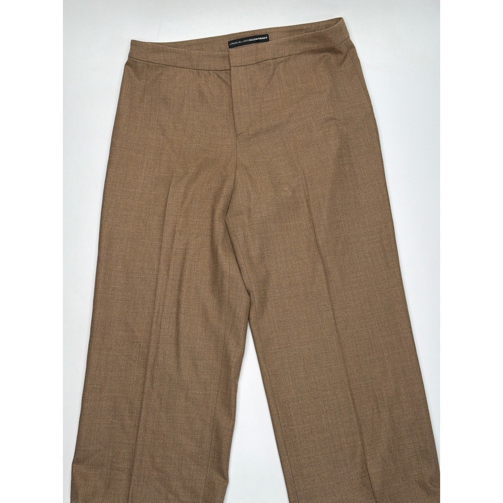 Linda Allard Ellen Tracy Wool Blend Wide Leg Trousers Camel Brown Petite 12
